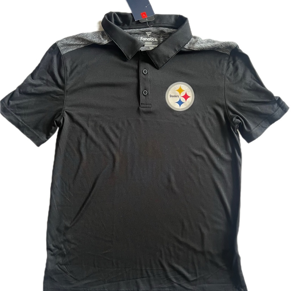 NWT Fanatics NFL Pittsburgh Steelers Black Polo Shirt
